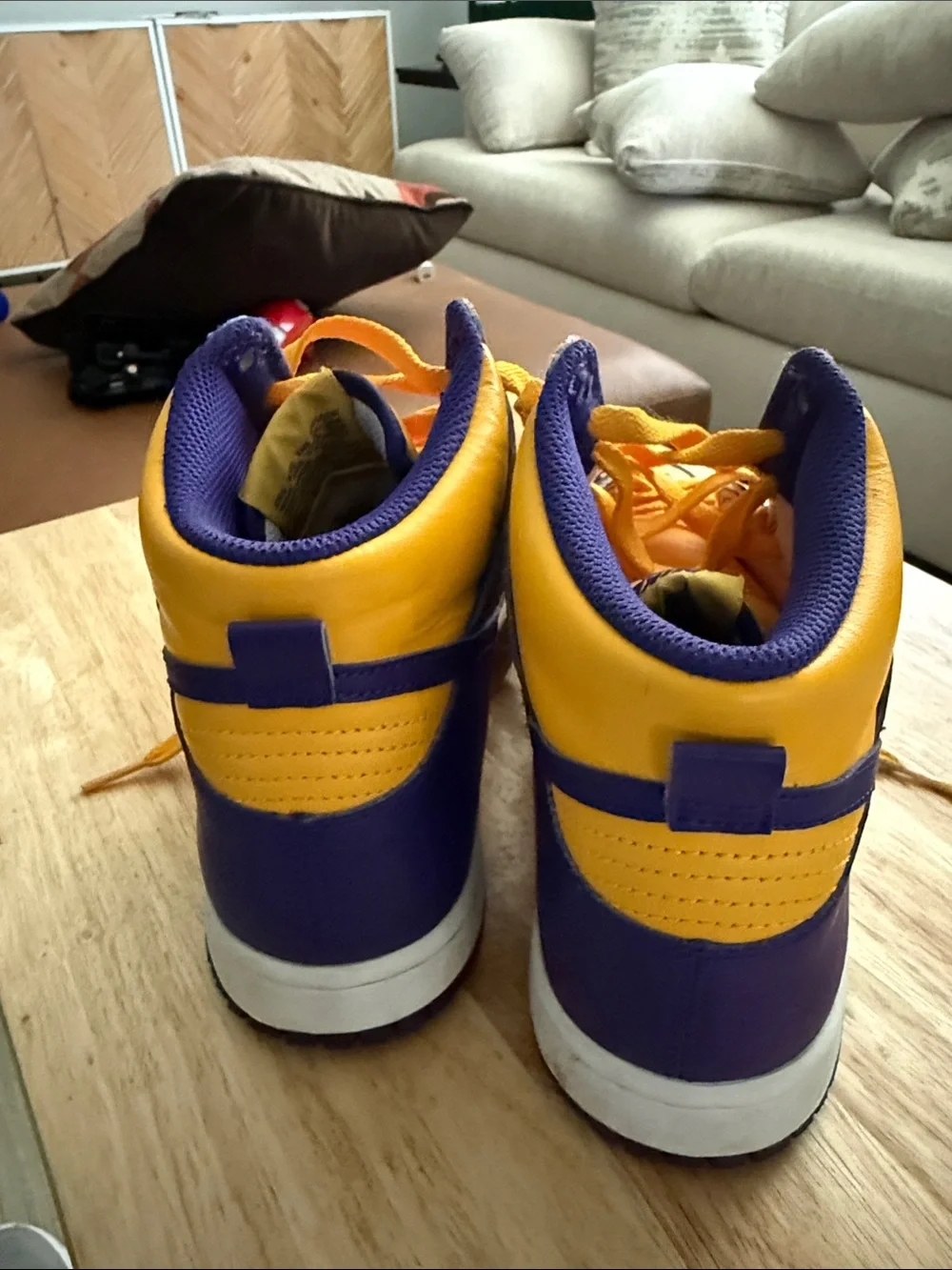 Nike High-Top Sneakers in Purple & Yellow